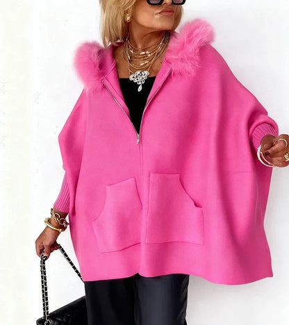 Stylish Kapuzenjacke Pelzverbrämung Elegance
