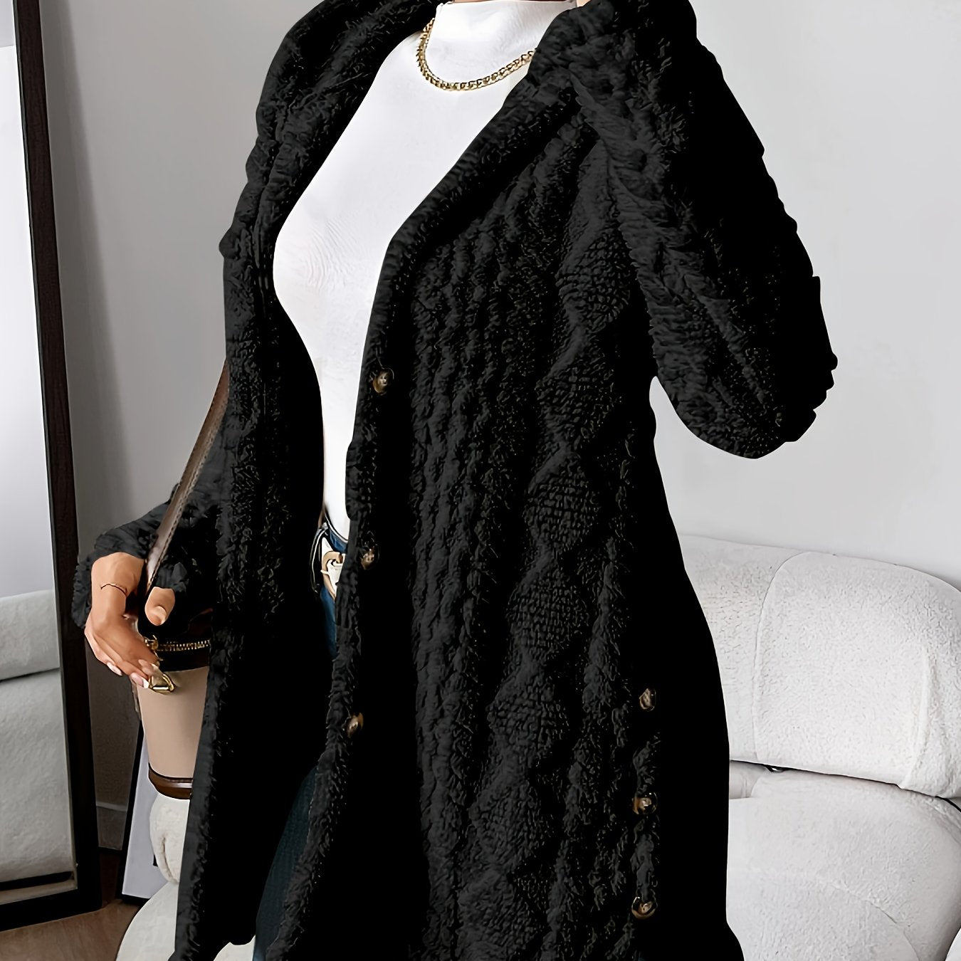 Elegant Women's Long Jacket with Hood Nautical Style