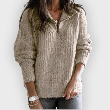 Stylischer Strickpullover mit Reißverschluss - IdealeKleiden