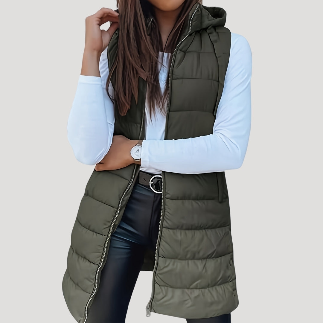 Women's Warm Quilted Vest Winter Hood