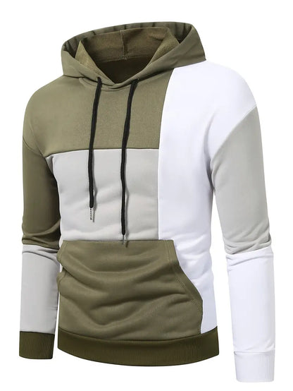 Stylish Men's Hoodie Colorful Color Block