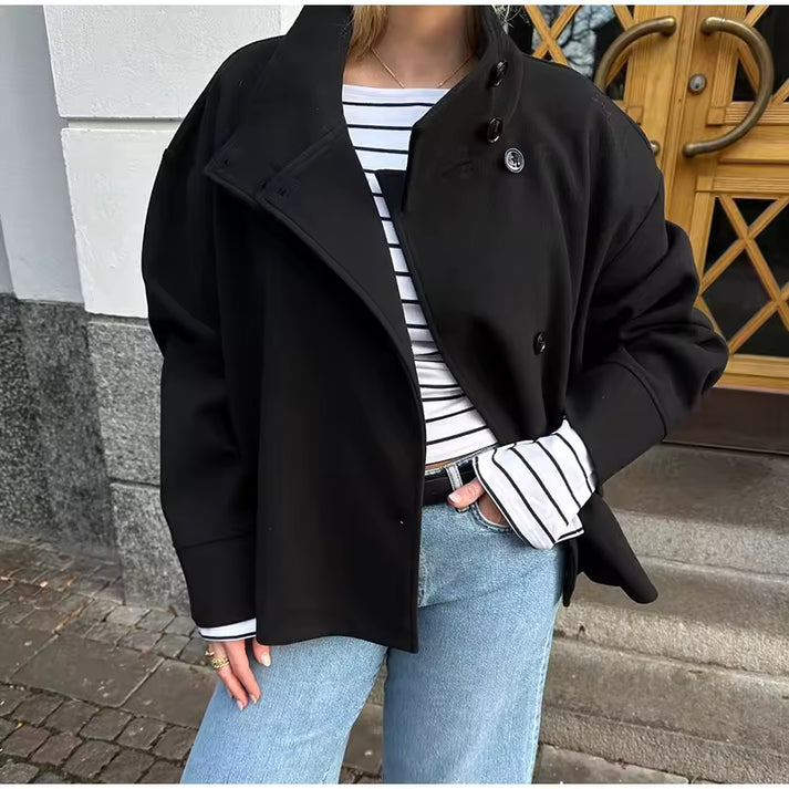 Elegant Coat Asymmetrical Modern Collar