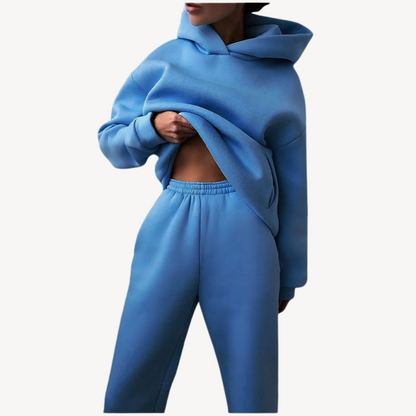 Women's Black Hoodie Tracksuit Sporty
