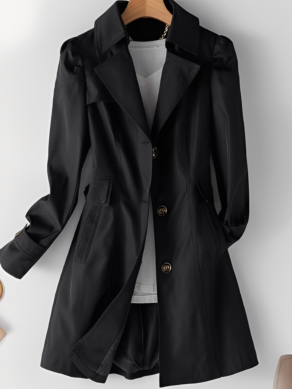 Stylish women's cashmere trench coat
