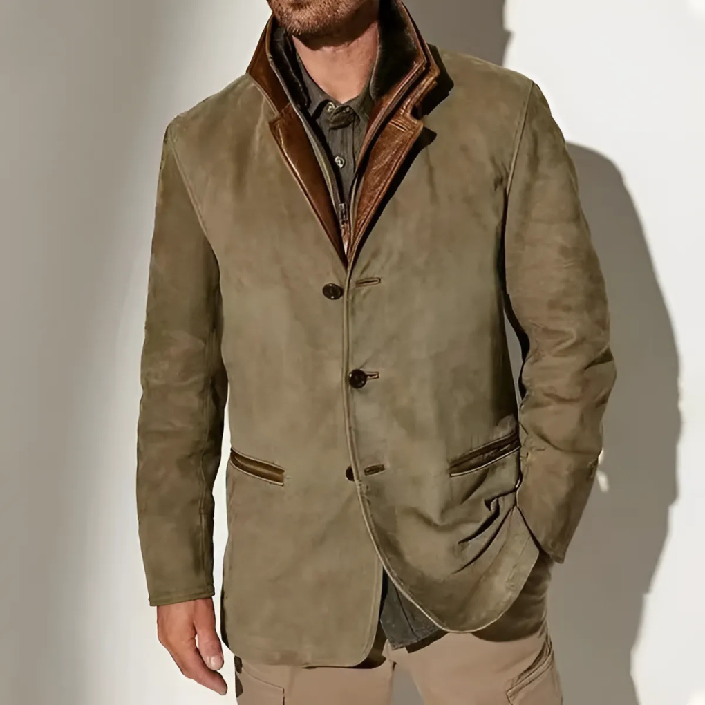 Moderne Herrenjacke Retro Style Kontrastkragen - IdealeKleiden