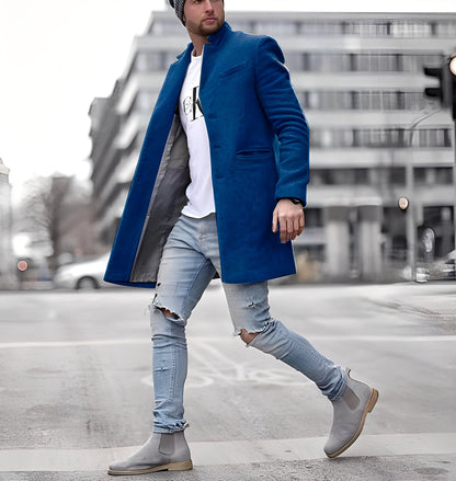Stylish Men's Long Wool Coat