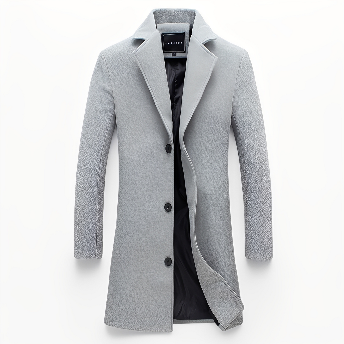 Elegant Men's Formal Black Wool Coat