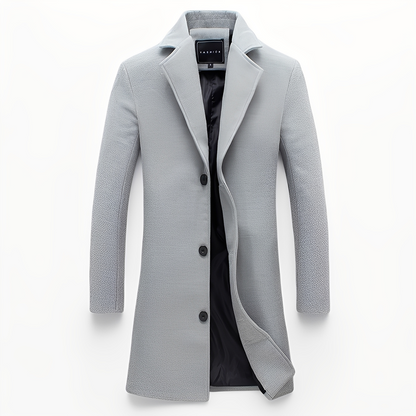 Elegant Men's Formal Black Wool Coat
