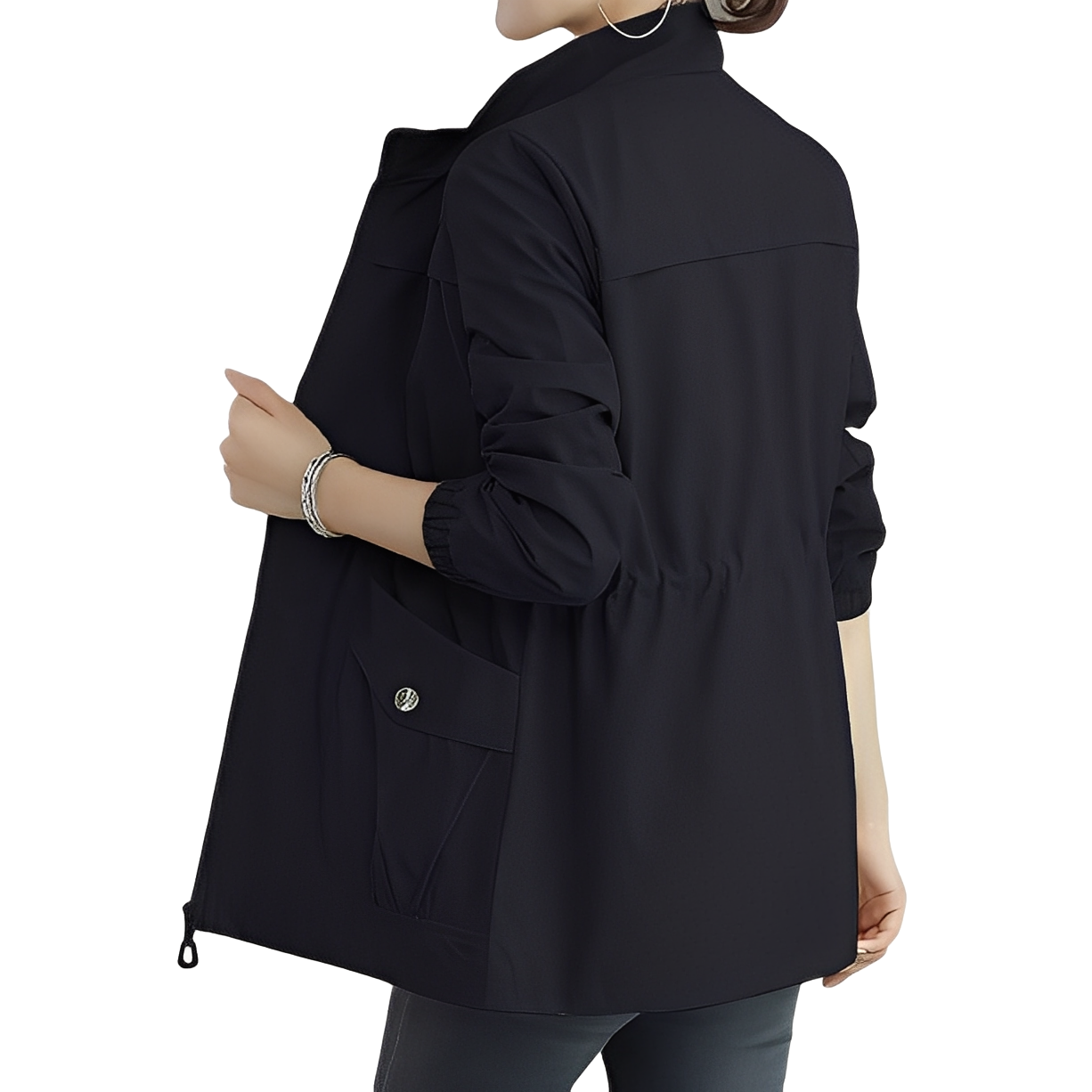 Stylish women's jacket with adjustable waist