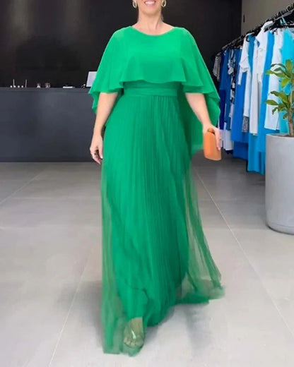 Elegant Women's Dress with Cape Sleeves Long