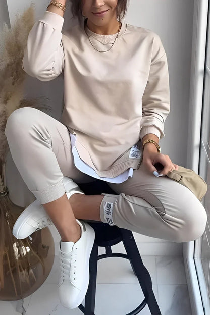 Damen Sportanzug Freizeit Set Sweatshirt Hose - IdealeKleiden