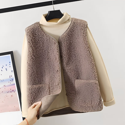 Stylische Damenjacke Plüsch Soft mit Taschen
