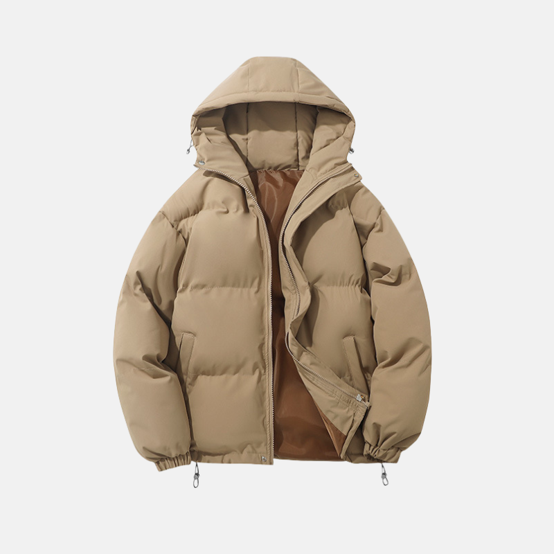 Women's Puffer Coat Relaxed Hip-Length Padded Hood