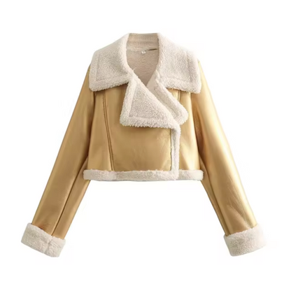 Stylish Women's Short Leather Jacket