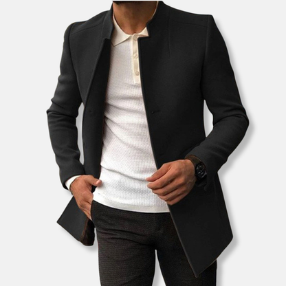 Slim Fit Dress Wool Blend Collarless Hip Length
