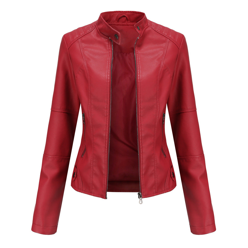 Stylischer Damen Leder-Mantel Slim Fit