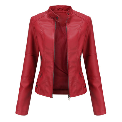 Stylischer Damen Leder-Mantel Slim Fit
