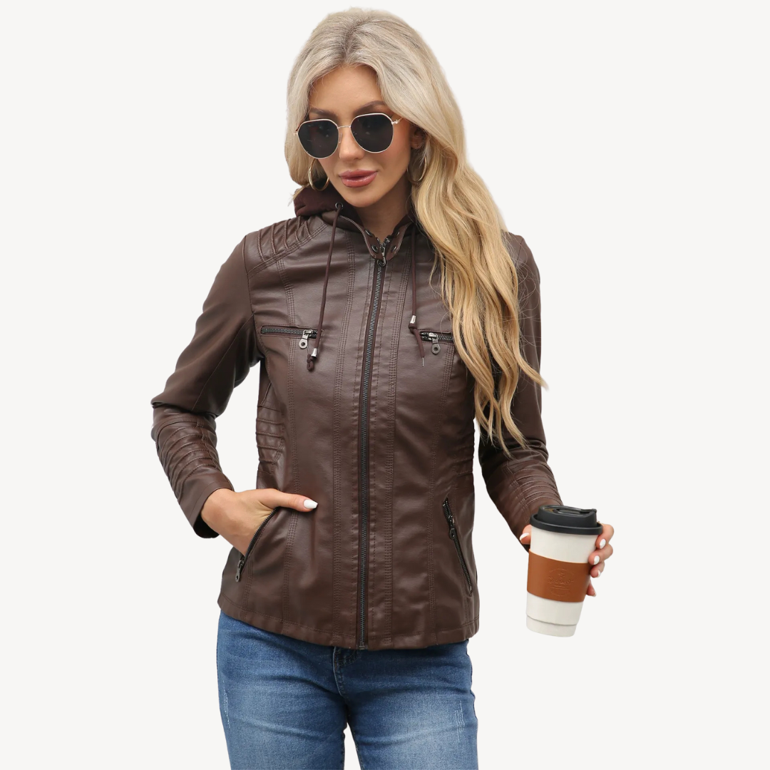 Elegant Women's Faux Leather Motorcycle Jacket