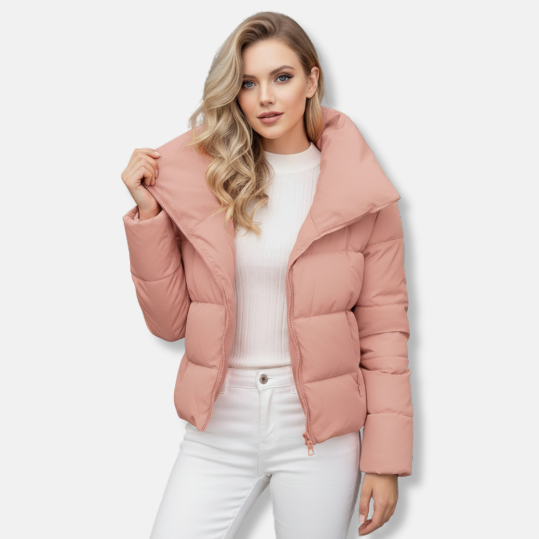 Dress Women Short Funnel Collar Zipper
