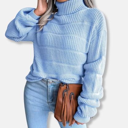 Soft turtleneck Ribbed look Loose fit