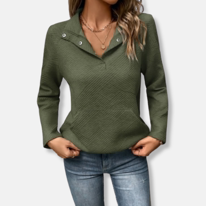 Cozy Sweatshirt with Collar Cotton Jumper