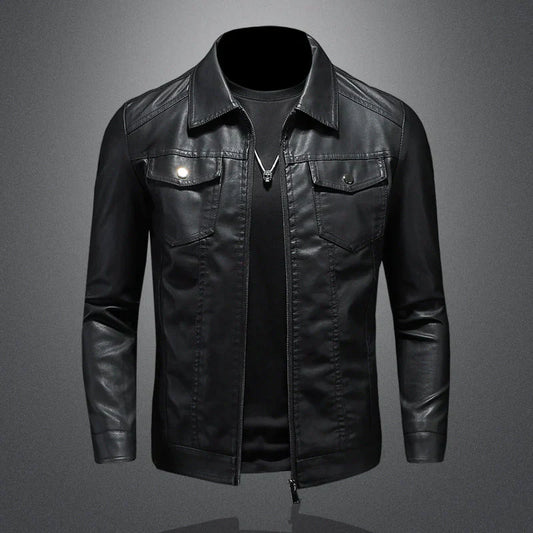Lederjacke Herren Biker Style Cool - IdealeKleiden