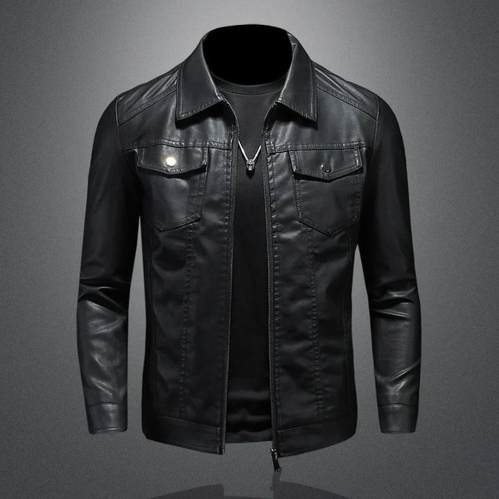 Lederjacke Herren Biker Style Cool - IdealeKleiden