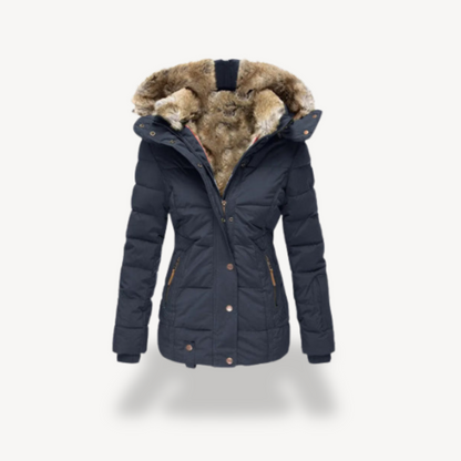 Women's Warm Winter Jacket with Faux Fur Hood