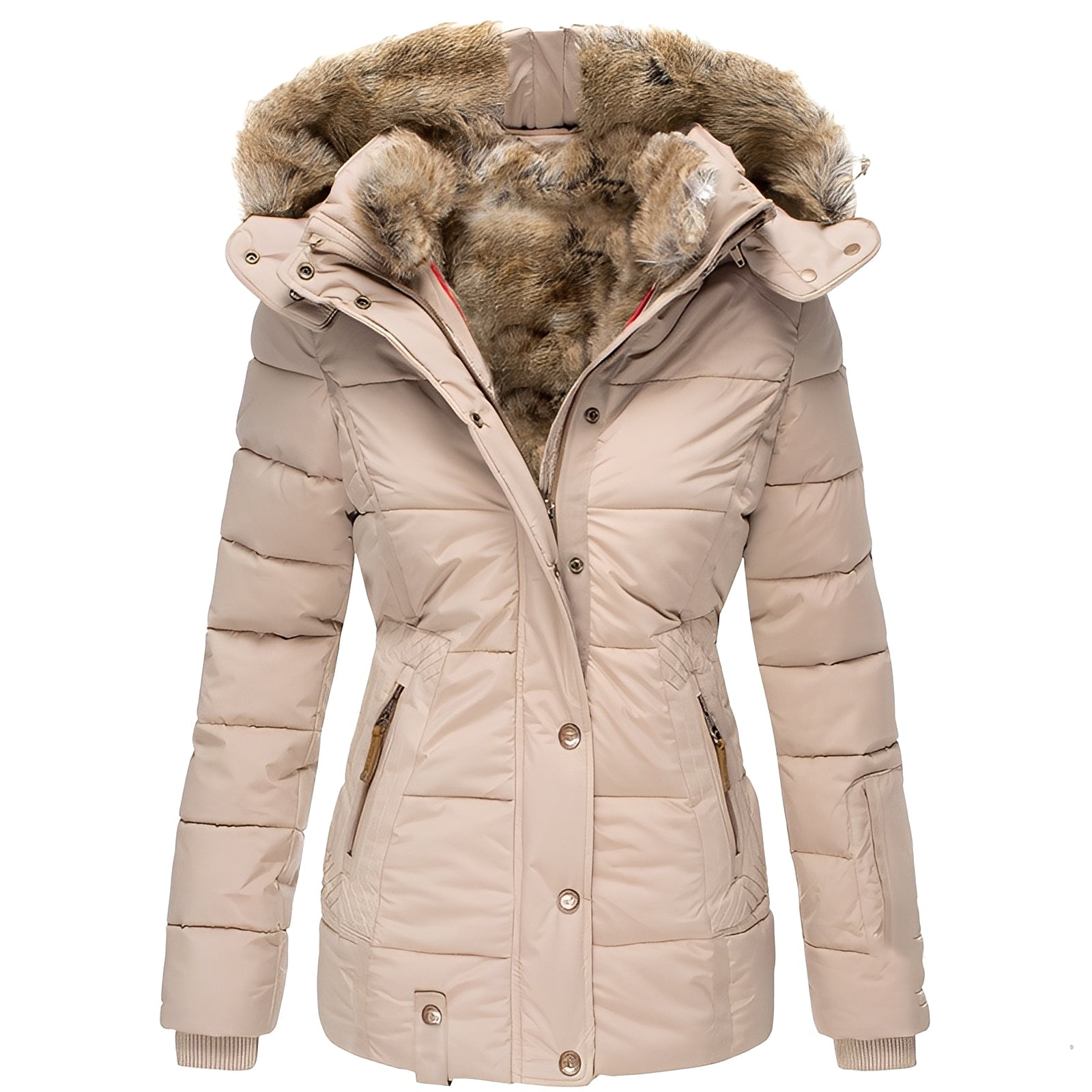 Elegante Damenjacke mit Pelzcollar - IdealeKleiden