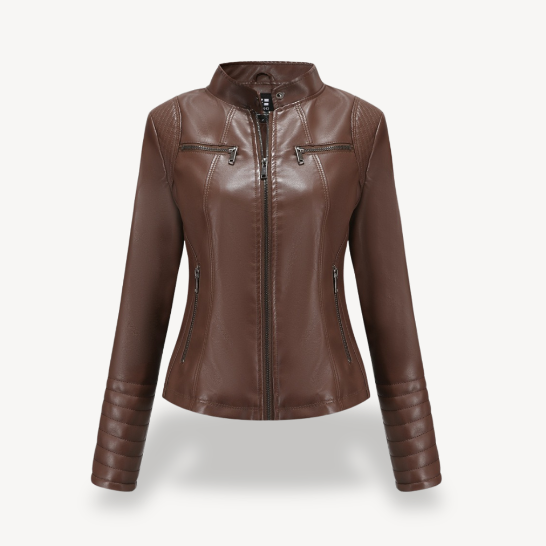 Elegant Women's Leather Biker Jacket