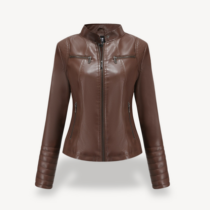 Elegant Women's Leather Biker Jacket