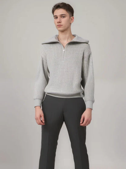 Striped Zip-Up Sweater Modern