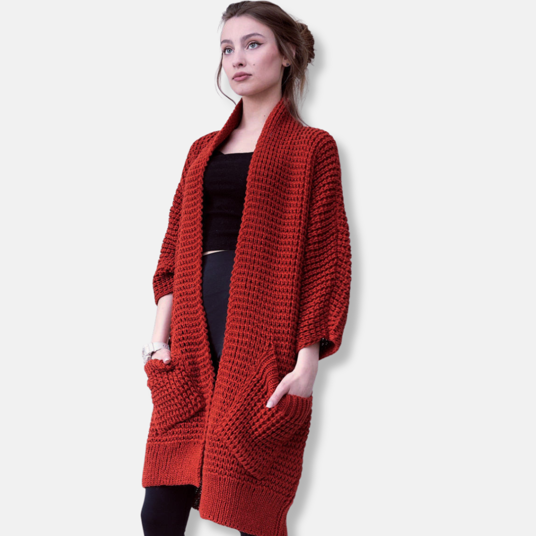 Large Knitted Cardigan Oversized Open Front