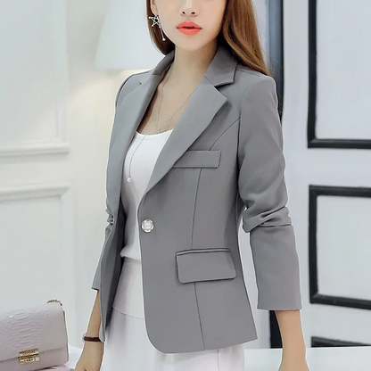Damen Blazer Elegant Taillierte Form Ein-Knopf-Design - IdealeKleiden