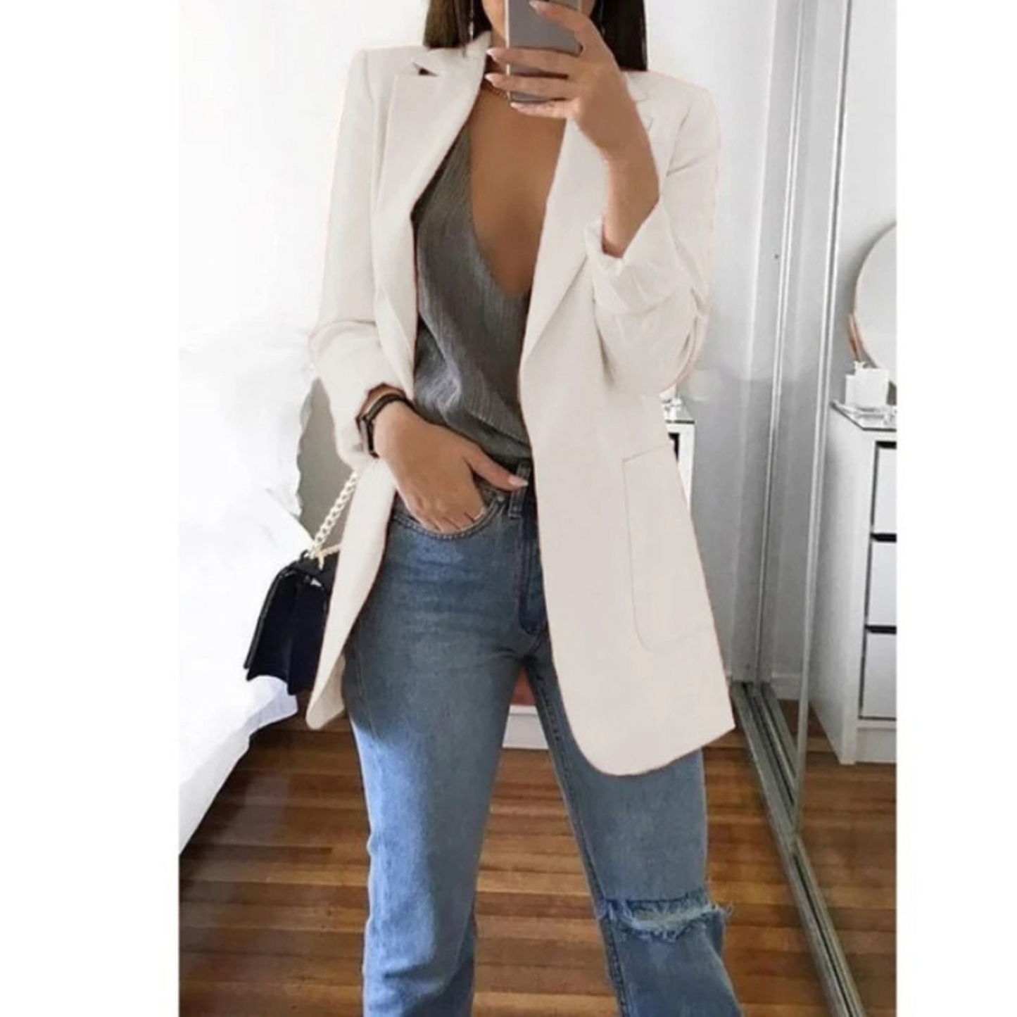 Women's Khaki Blazer Autumn Fashion