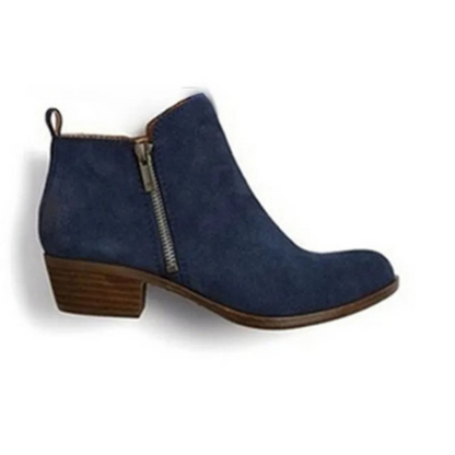 Comfortable Ankle Boots Low Heel Suede Look