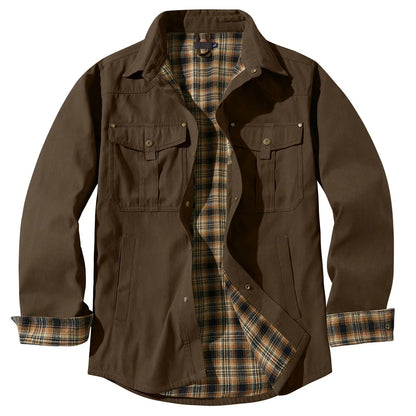 Men's Plus Size Flannel Plaid Hooded Jacket