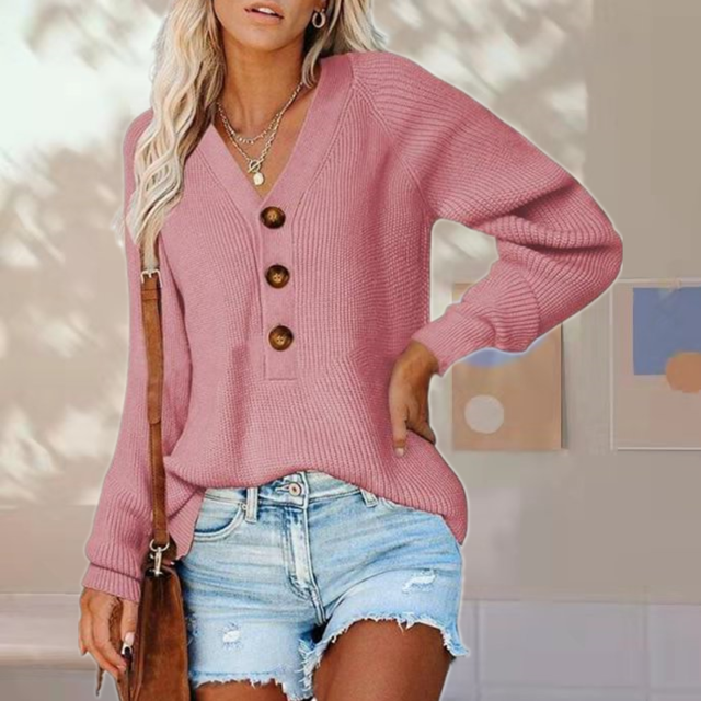Women's Knitted Pullover Autumn Comfortable V-Neck