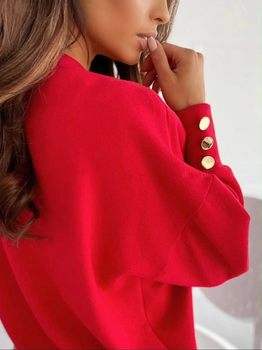 Stylischer Pullover V-Ausschnitt Damen - IdealeKleiden