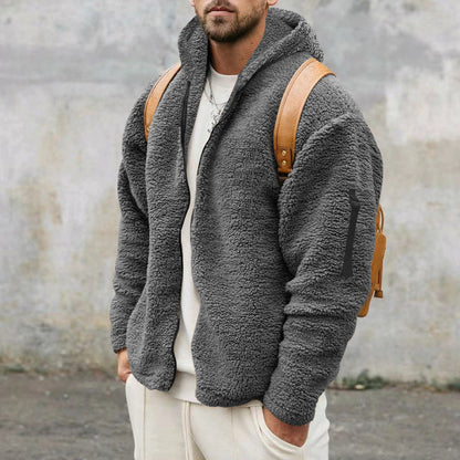 Men's Plush Hooded Warm Jacket