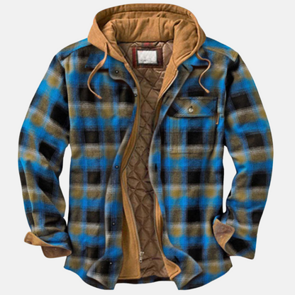 Men's Quilted Jacket Plaid Warm Comfortable