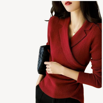 Women's Sweater Knit Wrap V-Neck Modern