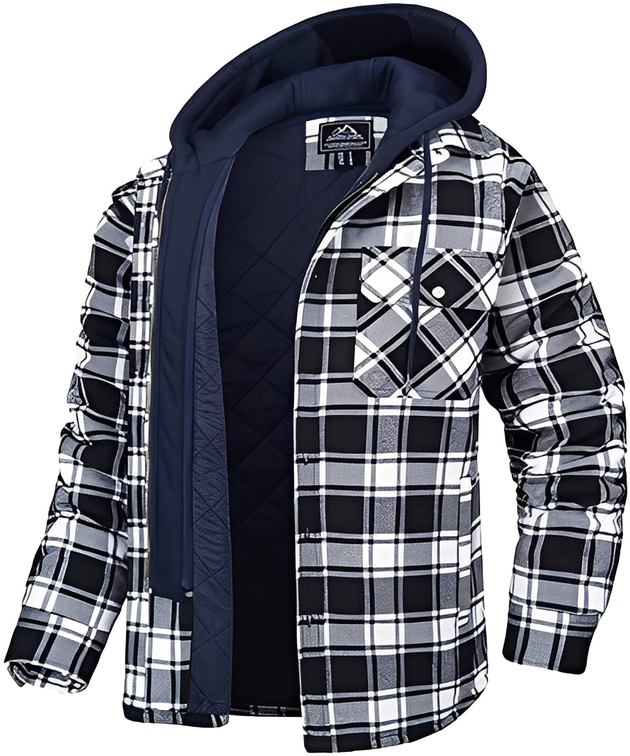 Stylish Men's Jacket - Casual Checked Thick