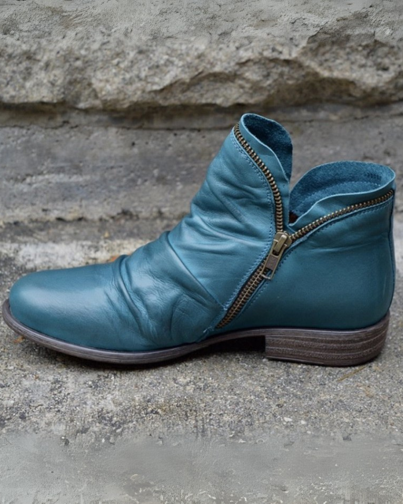 Stylish Leather Boots with Zipper