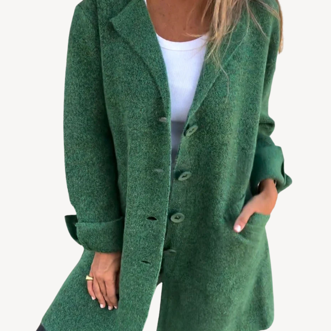 Women's Long Wool Blend Jacket with Buttons