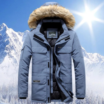 Herren Parka Winterjacke mit Pelz Kragen