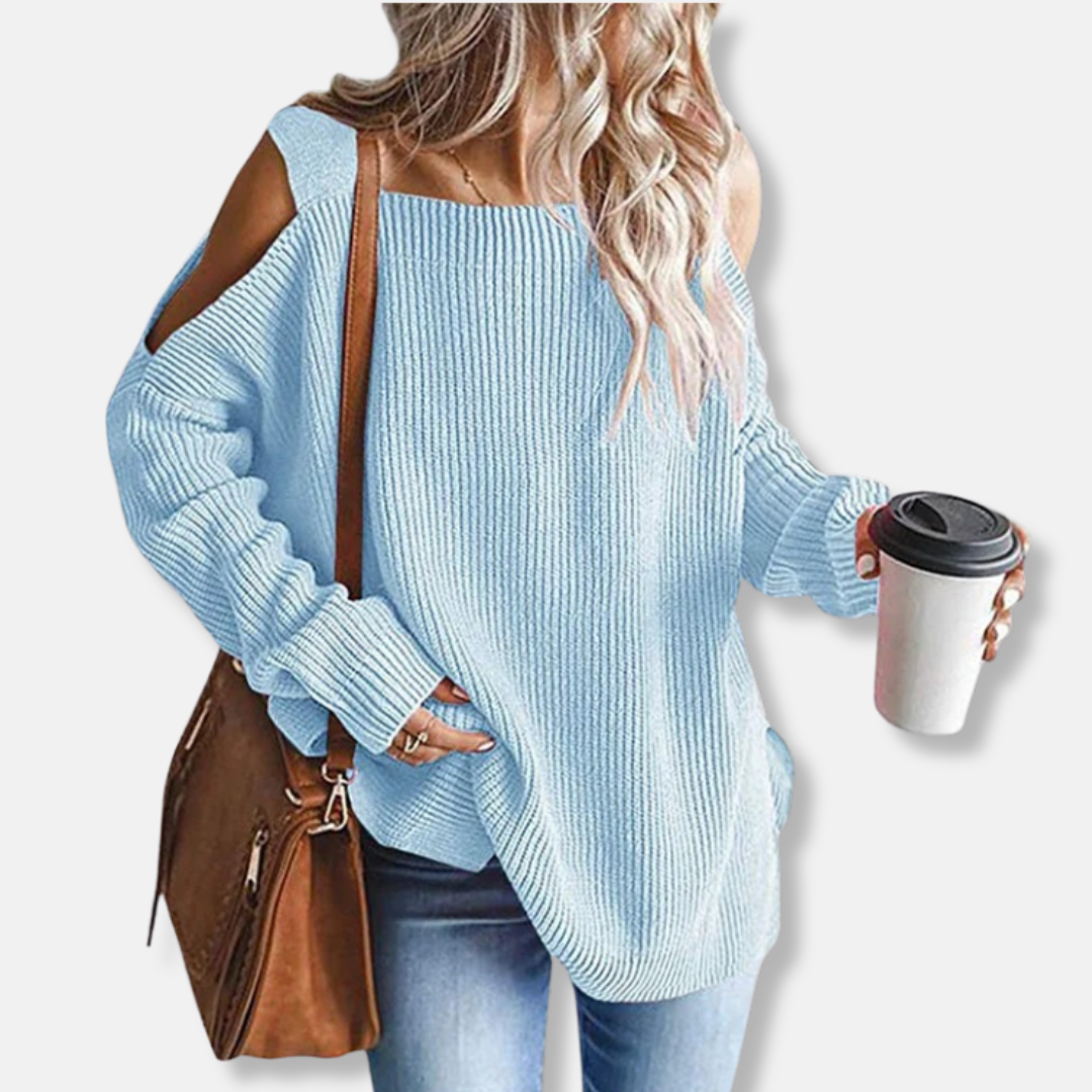 Cozy Sweatshirt Open Shoulder Loose Fit