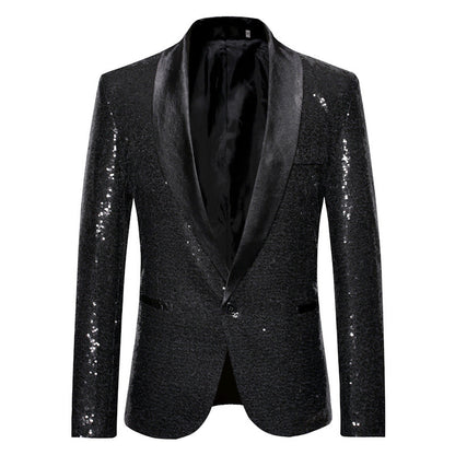 Elegant Sequin Blazer Men's Evening Wear