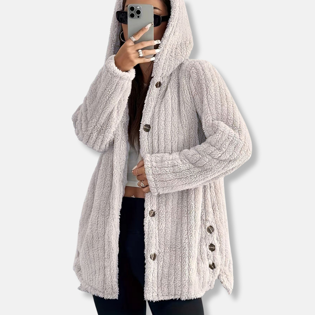 Oversized Soft Mid-Length Coat with Hood