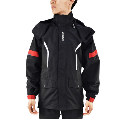 Men's Waterproof Motorcycle Rain Jacket Reflective Black